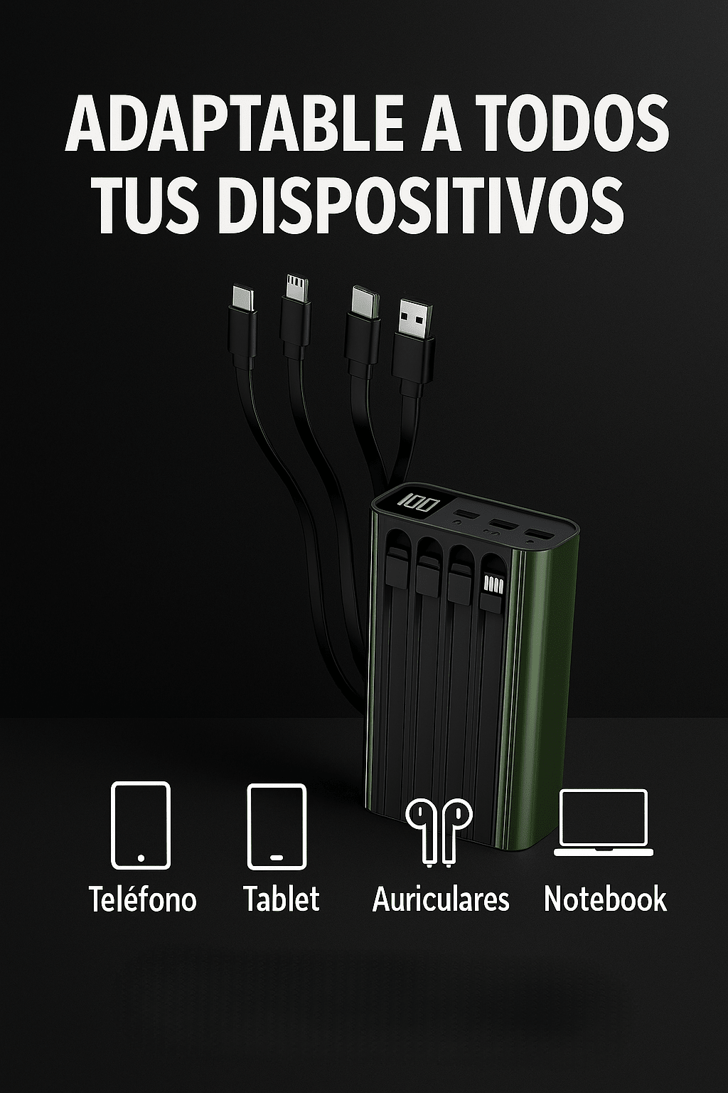 PowerBank Pro 5 en 1 – Potencia Inteligente para Todos tus Dispositivos