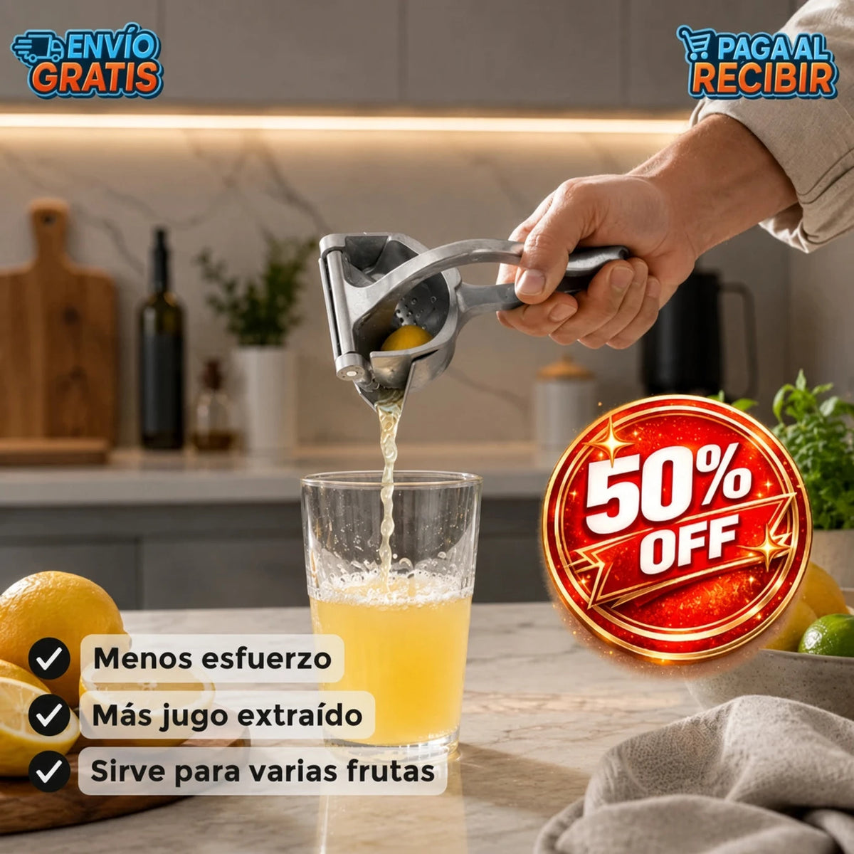 JuicePro - Exprimidor de frutas metálico - Imagen 2